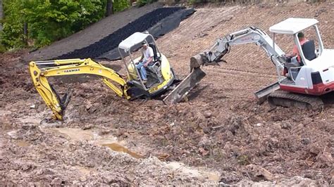 mini excavator on trailer stuck in the ground accident|So They Stuck The Mini Excavator.. Trackhoe Accident Rental .